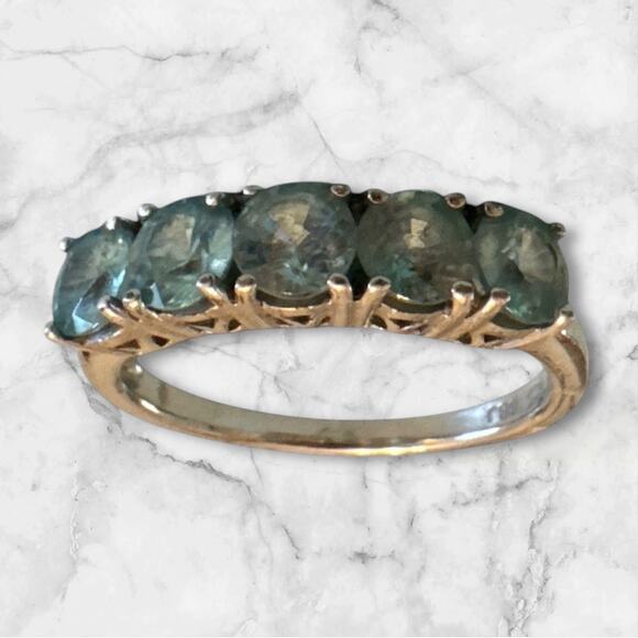 Vintage .925 Sterling Silver Light Blue Topaz Cocktail Ring Size 8.75 - Picture 1 of 7